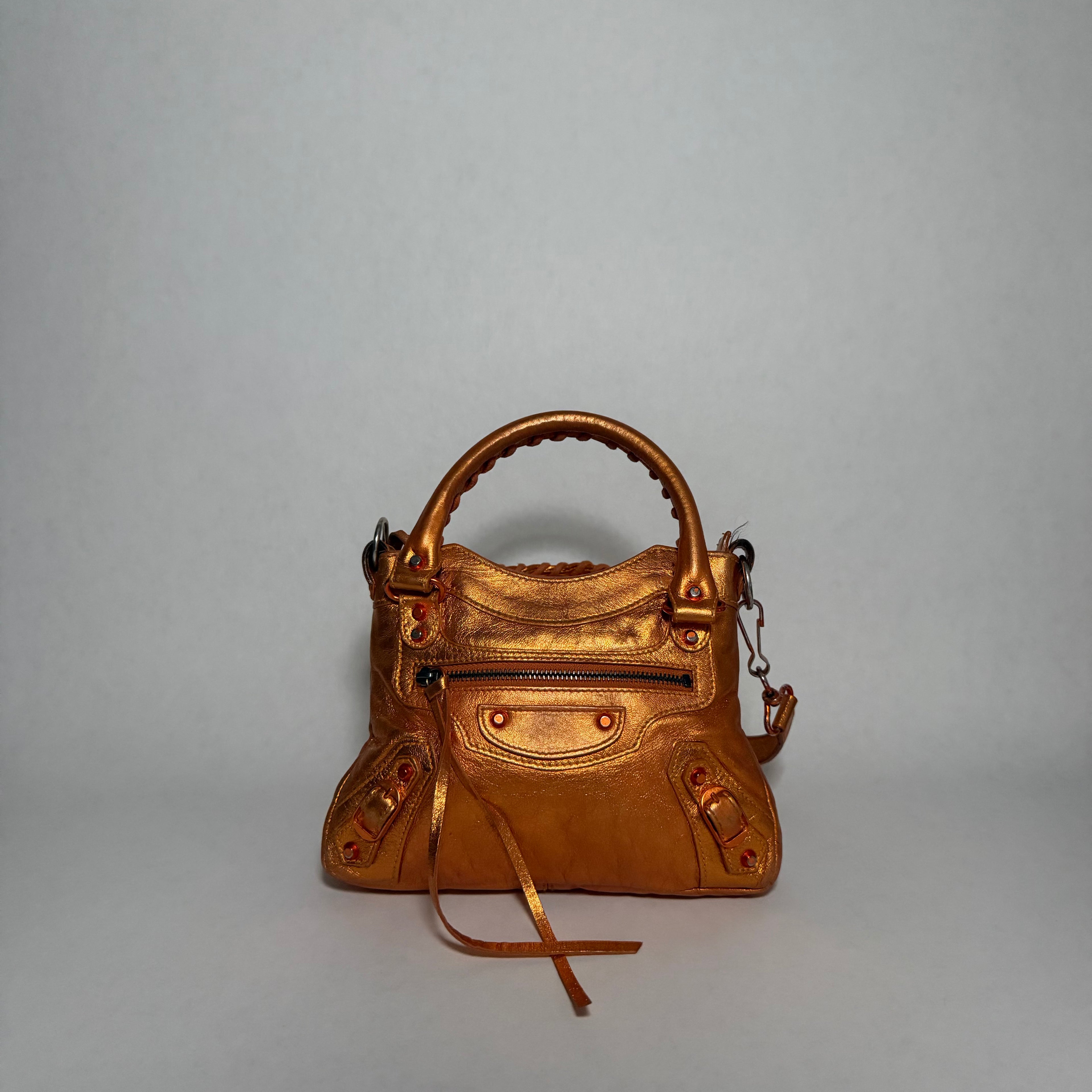RARE Balenciaga 2005 Classique First City orange metallic